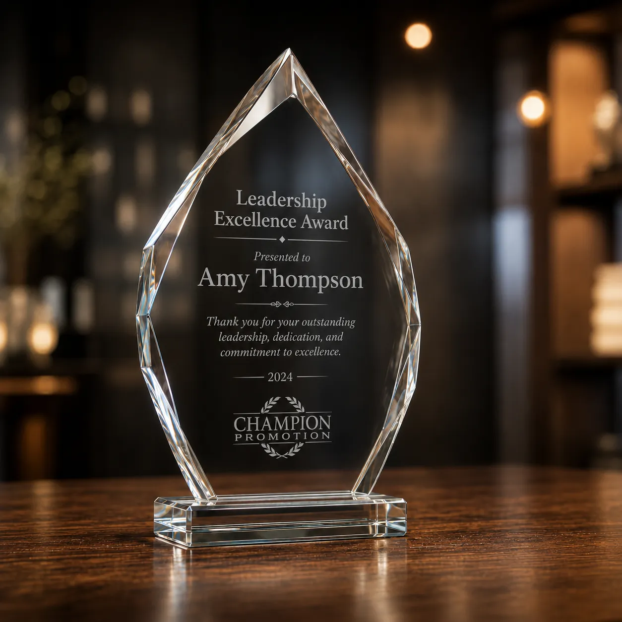 Custom engraved crystal employee awards