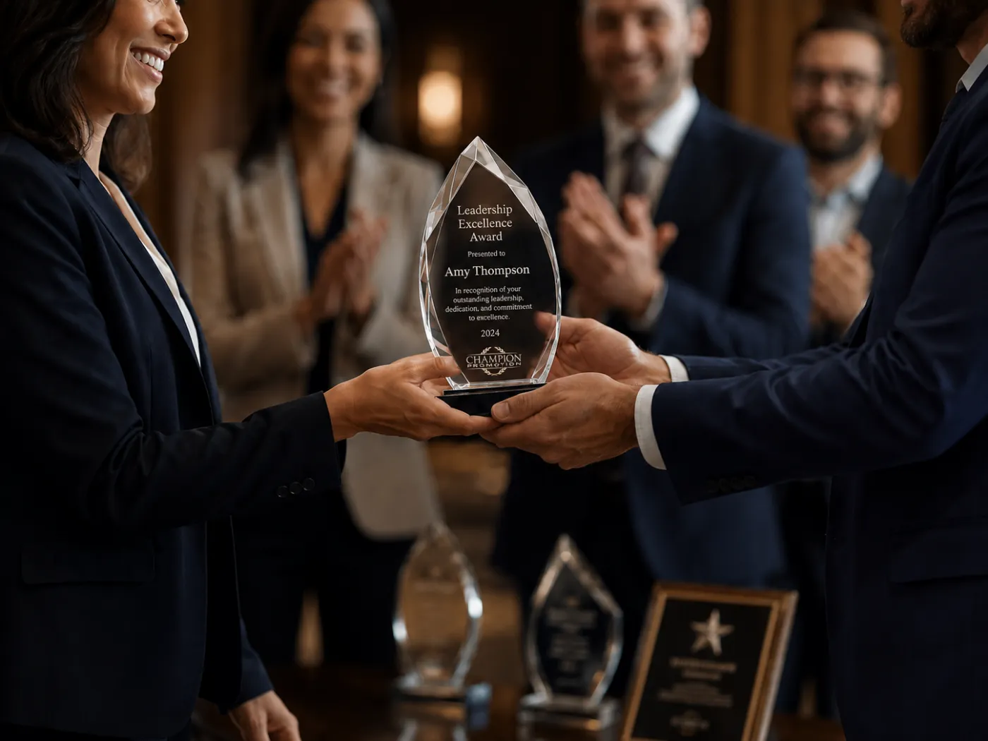 Team applauding a colleague during an employee recognition moment
