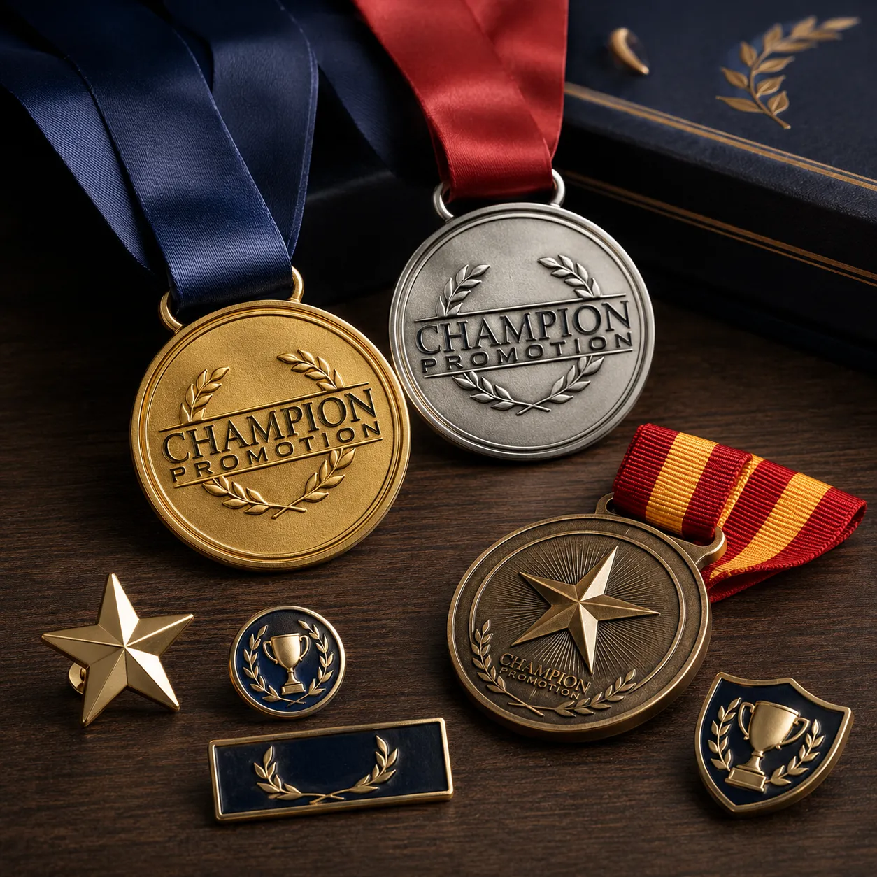 Custom gold and silver recognition medals and pins